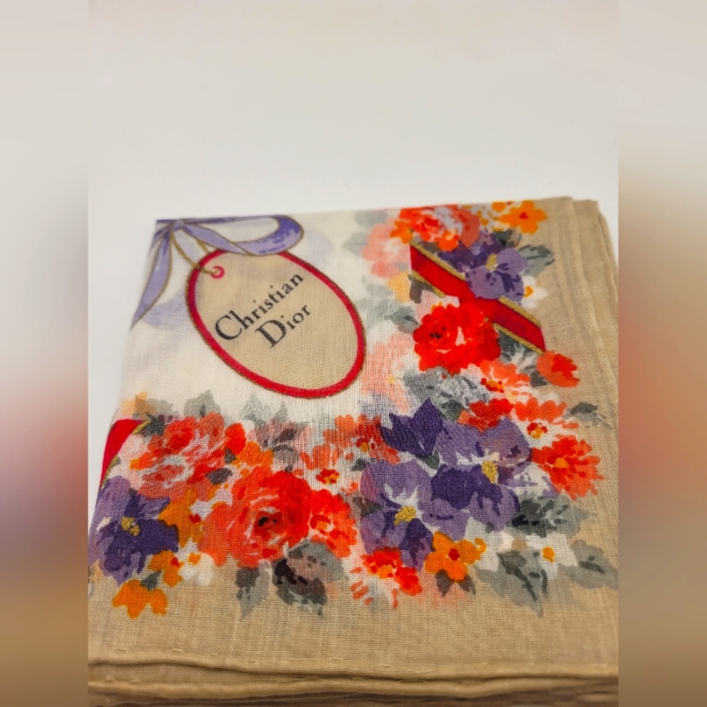 Christian Dior Flowers Bandana Handkerchief Neckerchief
